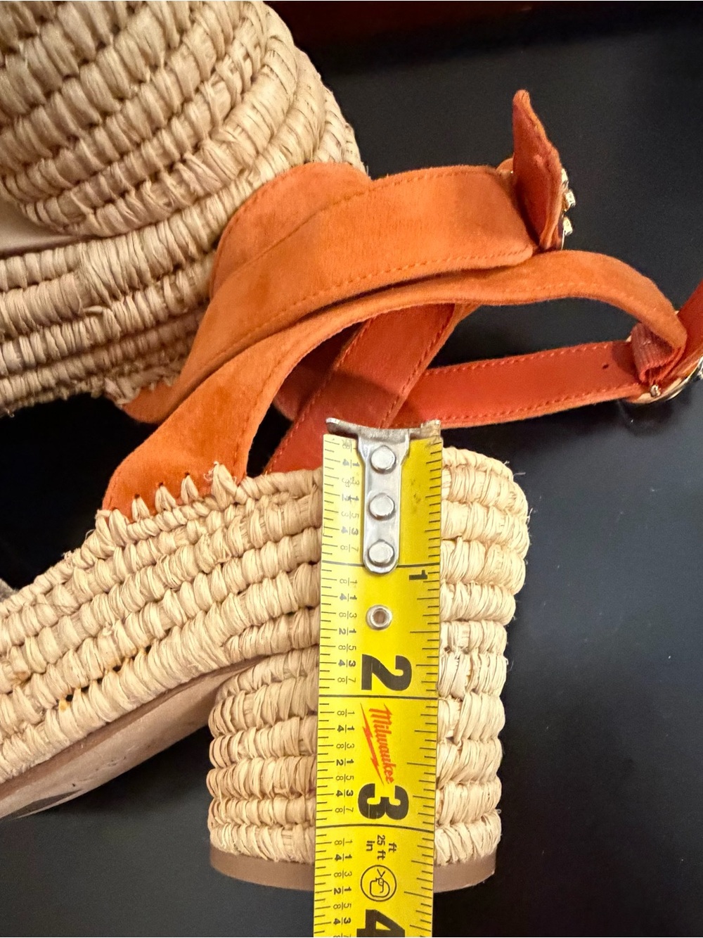 Tory Burch Orange Suede Espadrille Wedge Sandals with Ankle Strap - Picture 6 of 16